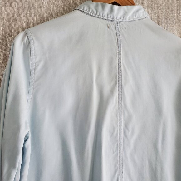 CALVIN KLEIN Chambray Denim Shirt Dress Roll-up Sleeve Zip Up Drawstring *READ - Picture 9 of 10